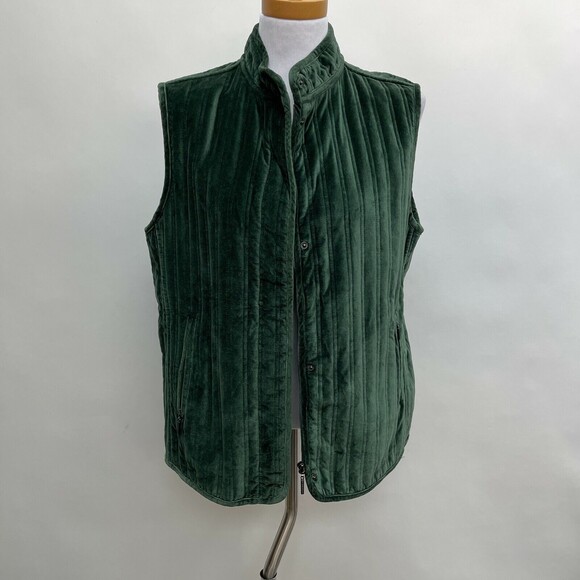 Weatherproof Women's Vest Jacket Large Green Sleeveless Velour - Picture 1 of 9